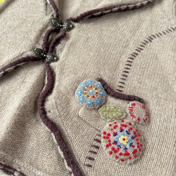 VTG Alexandra Bartlett Wool Floral Embroidered Cottagecore Knit Cardigan Sweater - Picture 4 of 7
